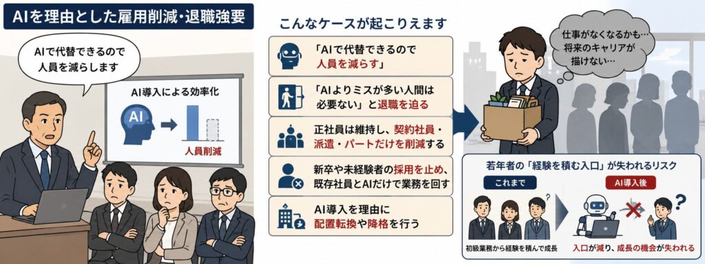 AIを理由とした雇用削減・退職強要
